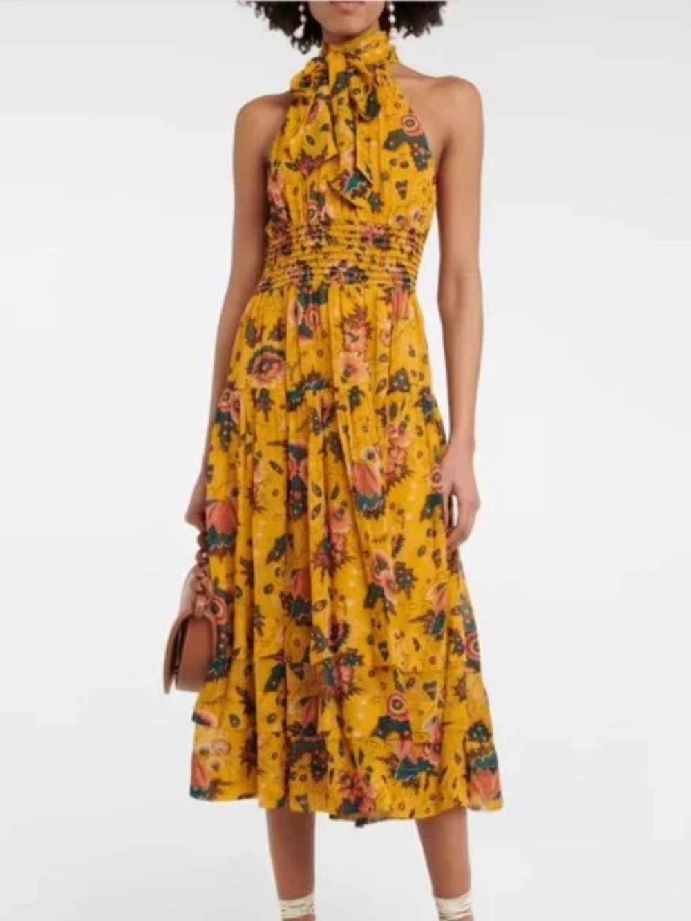 Ulla Johnson Maya Floral Tie-Neck Silk Maxi Dress - NWT